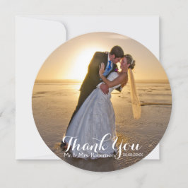 Thanks 結婚 You Photo Flat Round Card サンキューカード