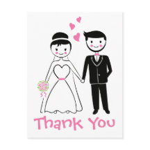 Thanks 結婚 You Pink Black Cartoon Bride Groom