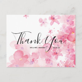 Thanks 結婚 You Pink Water Color Scriptポストカード ポストカード