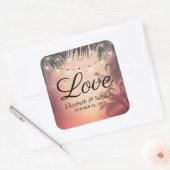 Thanks 結婚 You Summer Palm Trees String Lights スクエアシール (封筒)