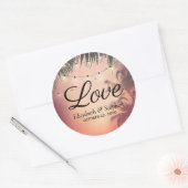 Thanks 結婚 You Summer Palm Trees String Lights ラウンドシール (封筒)
