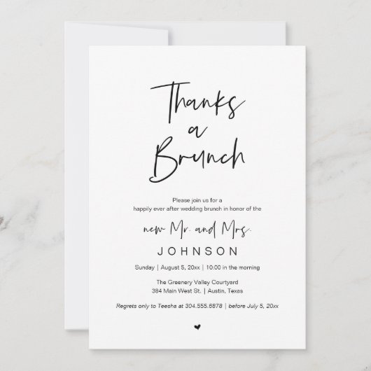 Thanks a Brunch, Post modern wedding celebration 招待状 (正面)