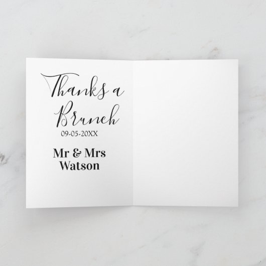 Thanks a brunch post wedding name date simple  カード (内部)