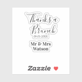 Thanks a brunch post wedding name date simple  シール
