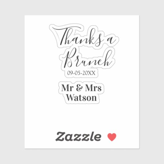 Thanks a brunch post wedding name date simple  シール (シート)