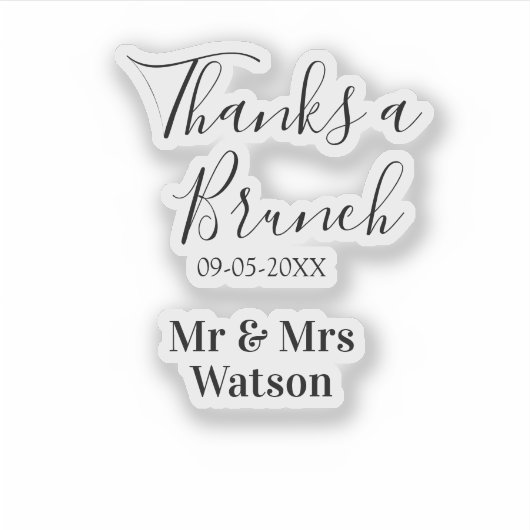 Thanks a brunch post wedding name date simple  シール (正面)