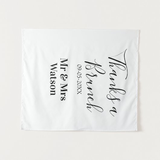 Thanks a brunch post wedding name date simple  タペストリー (正面(横))