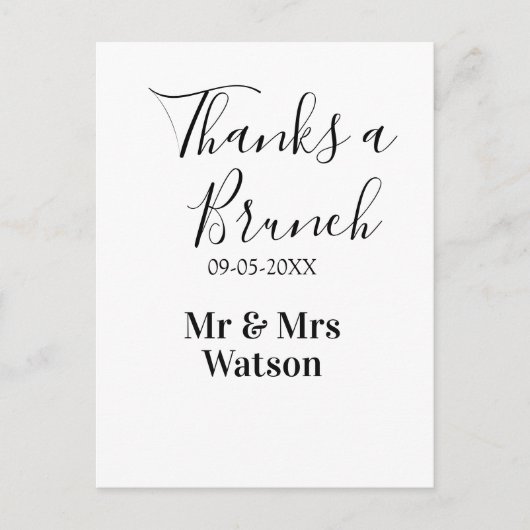 Thanks a brunch post wedding name date simple  ポストカード (正面)