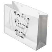 Thanks a brunch post wedding name date simple  ラージペーパーバッグ (正面アングル)