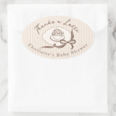Thanks A Latte カフェベベコーヒーボウベビーシャワー 楕円形シール (バッグ)