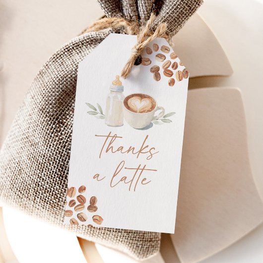 Thanks a Latte コーヒーベイビーシャワー ギフトタグ