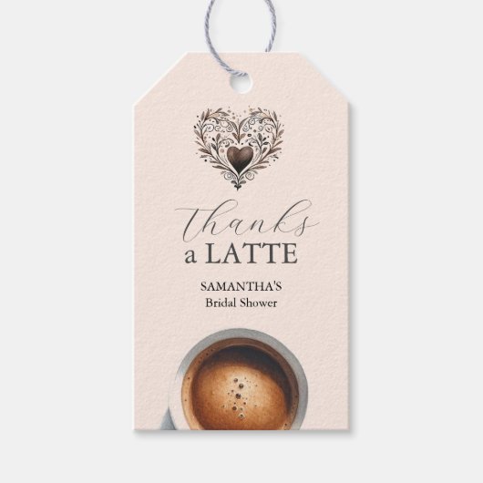 Thanks A Latte ブライダルシャワーファバータグ ギフトタグ (正面)