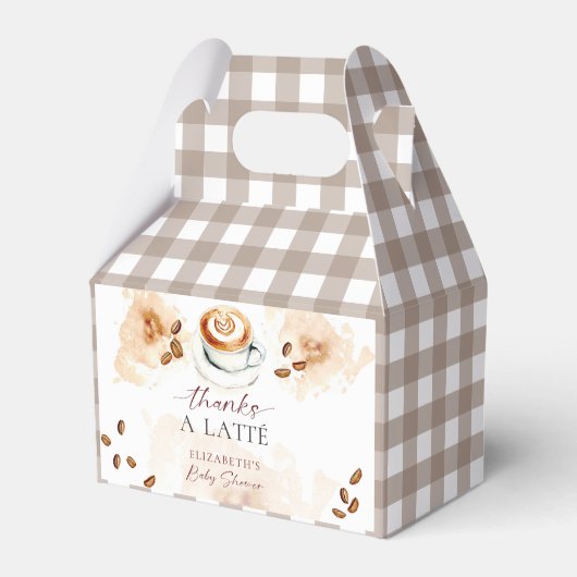 Thanks a Latté ベビーシャワーのコーヒーテーマ フェイバーボックス (正面サイド)