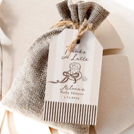 Thanks a Latte Bebe Cafe Brown Bow Baby Shower ギフトタグ