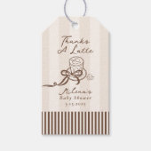 Thanks a Latte Bebe Cafe Brown Bow Baby Shower ギフトタグ (正面)