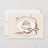 Thanks A Latte Cafe Bebe Coffee Bow Baby Shower サンキューカード (正面)