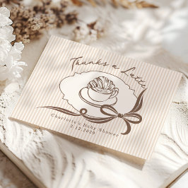 Thanks A Latte Cafe Bebe Coffee Bow Baby Shower サンキューカード