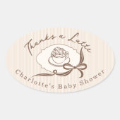 Thanks A Latte Cafe Bebe Coffee Bow Baby Shower 楕円形シール (正面)