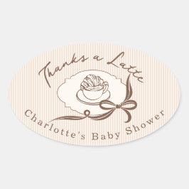 Thanks A Latte Cafe Bebe Coffee Bow Baby Shower 楕円形シール