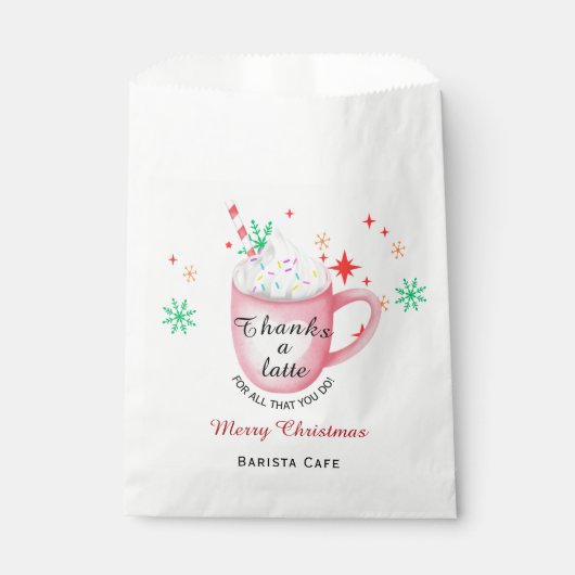 Thanks a latte Christmas coffee shop logo フェイバーバッグ (正面)