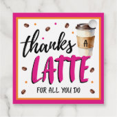 Thanks a Latte Pink Teacher Appreciation Gift フェイバータグ (裏面)