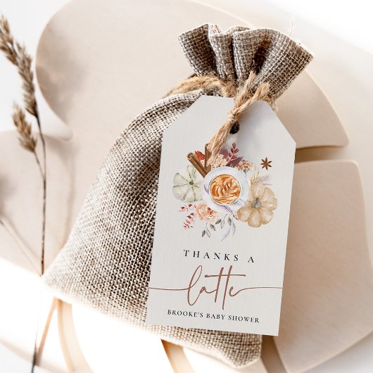 "Thanks a Latte" Pumpkin Spice Baby Shower Favor ギフトタグ