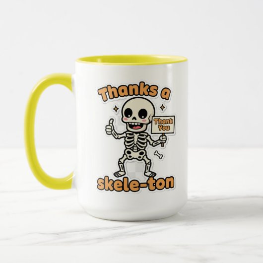 Thanks a Skele-ton | Funny Skeleton Halloween マグカップ (左)