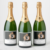 Thanks Chic Script Vintage effect Couple Wedding スパークリングワインラベル (ボトル)