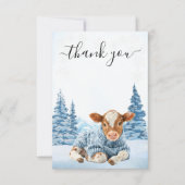 Thanks Cow Calf Christmas Winter サンキューカード (正面)