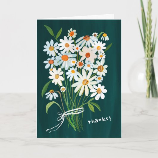 THANKS Daisy Bouquet Handpainted Gouache  カード (正面)