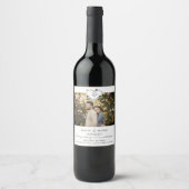 Thanks Floral Heart Wedding Photo Engaged Couple ワインラベル (正面)