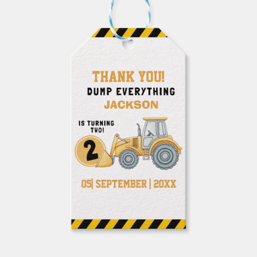 "Thanks for Building Memories –Construction Party ギフトタグ (正面)