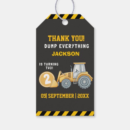 Thanks for Building Memories – Construction Party ギフトタグ (正面)