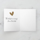 thanks for coming add name text message gold heart カード (内部)