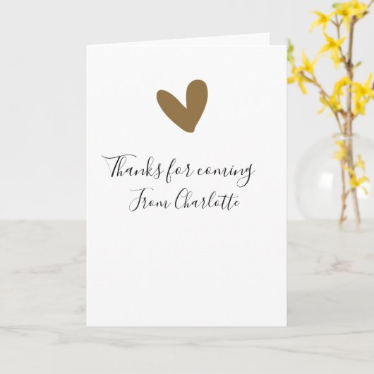 thanks for coming add name text message gold heart カード (黄色い花)