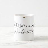 thanks for coming add name text message gold heart コーヒーマグカップ (中央)