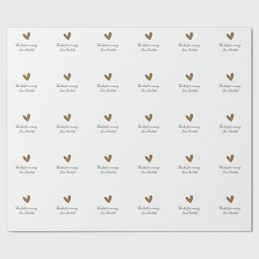 thanks for coming add name text message gold heart ラッピングペーパー (フラット)