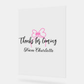 thanks for coming add name text message pink bow f アクリルサイン (傾斜)