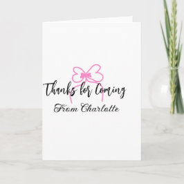 thanks for coming add name text message pink bow f カード