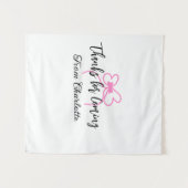 thanks for coming add name text message pink bow f タペストリー (正面(横))