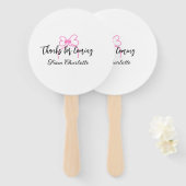 thanks for coming add name text message pink bow f ハンドファン (正面&裏面)
