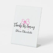 thanks for coming add name text message pink bow f 台座サイン (正面)