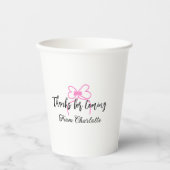 thanks for coming add name text message pink bow f 紙コップ (正面)