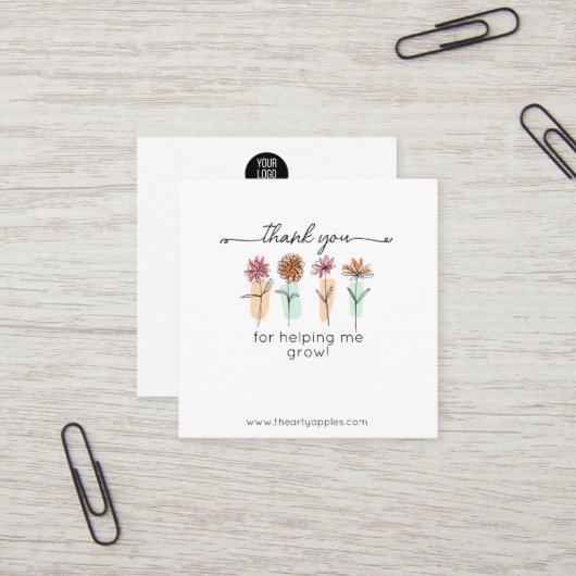 Thanks For Helping Me Grow Card – Discount スクエア名刺 (正面/裏面インサイチュ)