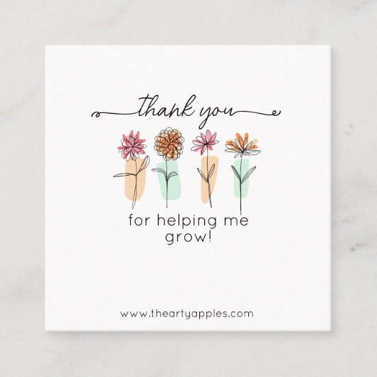 Thanks For Helping Me Grow Card – Discount スクエア名刺 (正面)