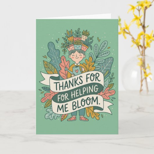 Thanks For Helping Me Mother Bloom Plant Lover カード (黄色い花)