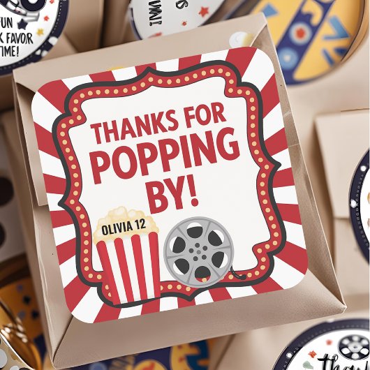 Thanks for Popping By Sticker | Movie Theater  スクエアシール