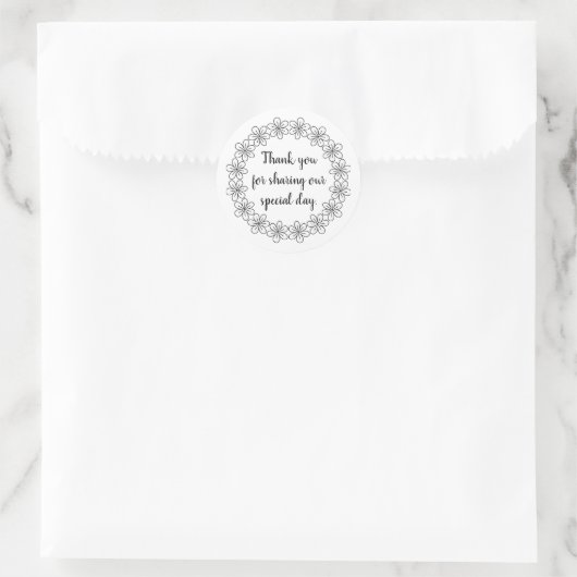 Thanks for sharing our special day floral border ラウンドシール (バッグ)