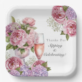 Thanks for Sipping & Celebrating floral ペーパープレート (正面)