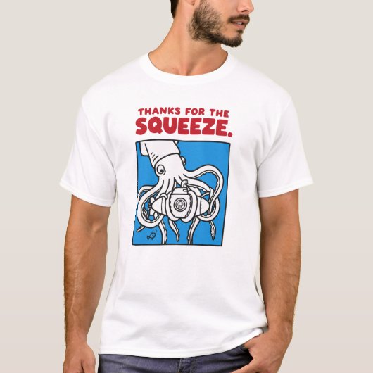 "Thanks for the Squeeze Funny Squid Deep Sea Illus Tシャツ (正面)